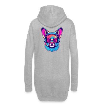 Futuristischer Hund mit Sonnenbrille & Kopfhörern - Hoodie-Kleid - Grau meliert - Hinten