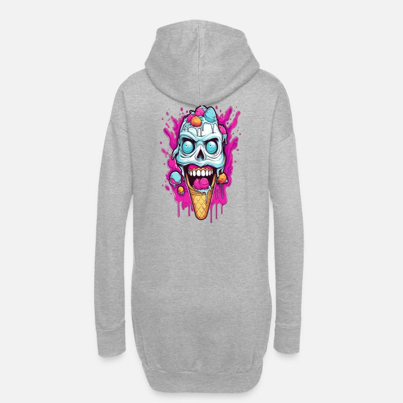 Skull Eiscreme Design - Hoodie-Kleid - Grau meliert