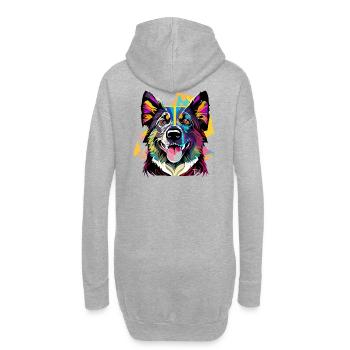 Schäferhund - Hoodie-Kleid - Grau meliert - Hinten