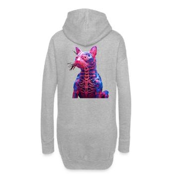 Sculpture De Chat Anatomie Lumineuse - Sweat-shirt à capuche long Femme - gris chiné - Dos