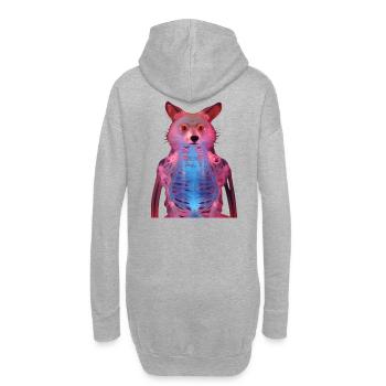 Leuchtender Fuchs mit Neon-Effekt - Hoodie-Kleid - Grau meliert - Hinten