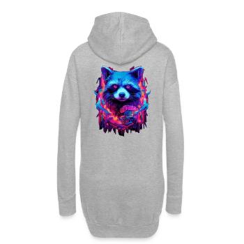 Neon Futuristic Waschbär Illustration - Hoodie-Kleid - Grau meliert - Hinten