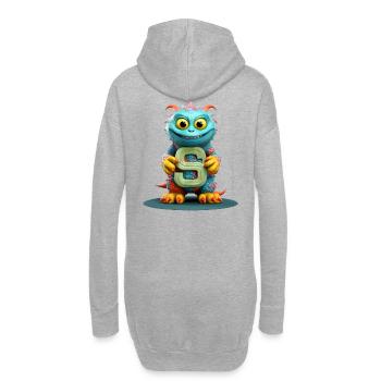 Buntes Monster mit Alphabet Buchstabe S - Hoodie-Kleid - Grau meliert - Hinten