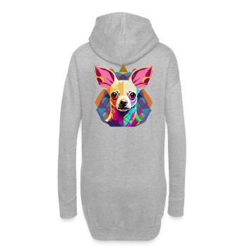 Farbenfrohe Chihuahua Illustration - Hoodie-Kleid - Grau meliert - Hinten