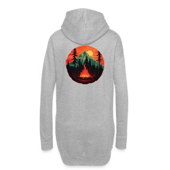 Outdoor Romantik - Lagerfeuer im Bergpanorama - Hoodie-Kleid - Grau meliert - Hinten