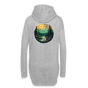 Cooles Wanderer Motiv - Wandern in den Bergen - Hoodie-Kleid - Grau meliert - Hinten