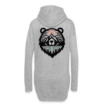 Silhouette d’ours et montagnes - Sweat-shirt à capuche long Femme - gris chiné - Dos