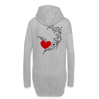 Vrille de fleur avec coeur - Sweat-shirt à capuche long Femme - gris chiné - Dos