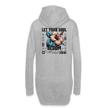 Hibiskus Blau Tropenblüte Let your soul bloom - Hoodie-Kleid - Grau meliert - Hinten