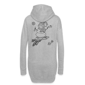 Schneemann mit Schlitten Weihnachten - Hoodie-Kleid - Grau meliert - Hinten