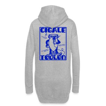 Singende Zikade Toulon - Retro-Maskottchen Provence - Hoodie-Kleid - Grau meliert - Hinten