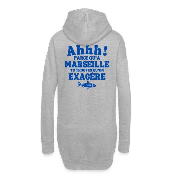 Marseille, je suis Marseillais, Marseillais, 13 - Sweat-shirt à capuche long Femme - gris chiné - Dos