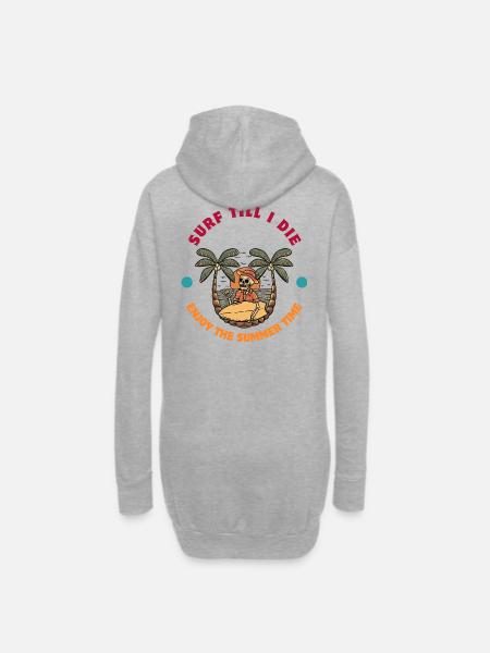 La vie à la plage avec des crânes et des planches de surf - Sweat-shirt à capuche long Femme - gris chiné