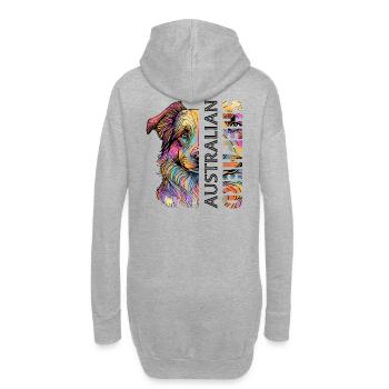 Australian Shepherd - Hoodie-Kleid - Grau meliert - Hinten