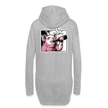 Cochon avec bouteille de fête et de célébration - Sweat-shirt à capuche long Femme - gris chiné - Dos