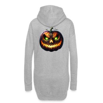 Neon Ember Kürbis Gesicht - Hoodie-Kleid - Grau meliert - Hinten