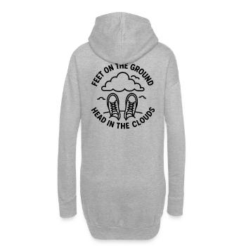 Les pieds sur terre – Conception la tête dans les nuages - Sweat-shirt à capuche long Femme - gris chiné - Dos