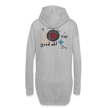Disques vinyles rétro look vintage - Sweat-shirt à capuche long Femme - gris chiné - Dos