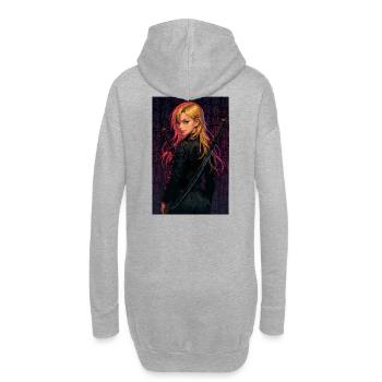 Kämpferin Mit Doppelsäbel Im Dunkel - Hoodie-Kleid - Grau meliert - Hinten