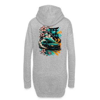 JDM Driftcar, Sakura Smoke, style japonais - Sweat-shirt à capuche long Femme - gris chiné - Dos