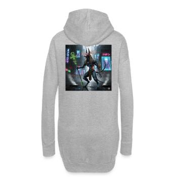 Anubis mécano en néon urbain - Sweat-shirt à capuche long Femme - gris chiné - Dos