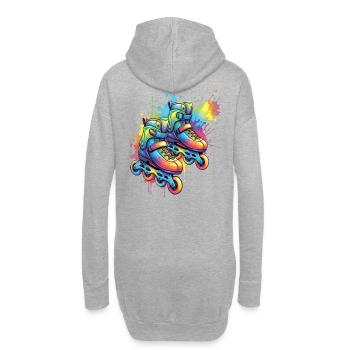 Rollschuhe – Urbane Sportillustration - Hoodie-Kleid - Grau meliert - Hinten