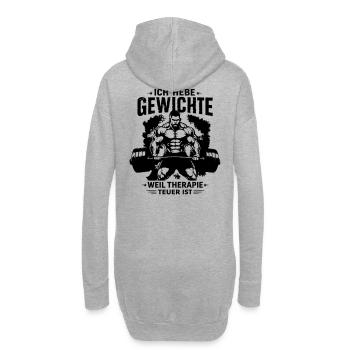 Ich hebe Gewichte weil Therapie teuer ist - Hoodie-Kleid - Grau meliert - Hinten