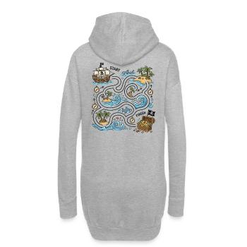 Treasure Route Pirate Island Karte - Hoodie-Kleid - Grau meliert - Hinten
