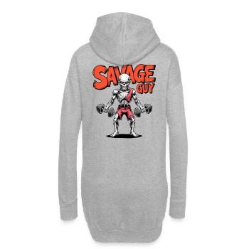 Savage Skelett Bodybuilding - Hoodie-Kleid - Grau meliert - Hinten