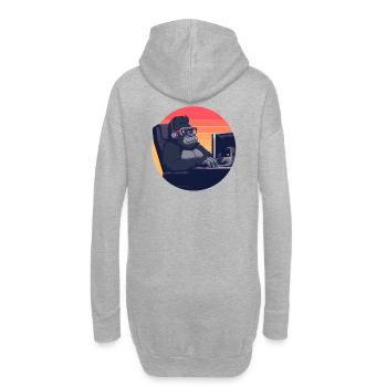 Retro IT Nerd Gorilla PC Arbeitsplatz - Hoodie-Kleid - Grau meliert - Hinten