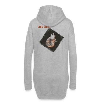 Glut-Wolf heult nachts - Hoodie-Kleid - Grau meliert - Hinten