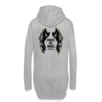 Sous ses ailes - Psaume 91:4 - Art streetwear - Sweat-shirt à capuche long Femme - gris chiné - Dos