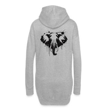 Elephant Ink Splash Black - Hoodie Dress - heather grey - Back