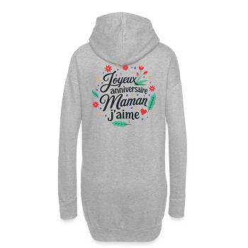 Joyeux anniversaire maman j'aime - Sweat-shirt à capuche long Femme - gris chiné - Dos