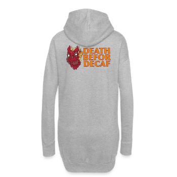Death before Decaf: Flames Skull - Hoodie Dress - heather grey - Back
