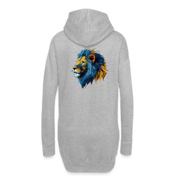Lion polygonal bleu-or - Sweat-shirt à capuche long Femme - gris chiné - Dos