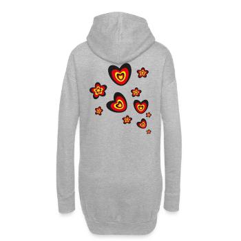 Deutschlandfarben mit vielen Herzen und Blumen. - Hoodie-Kleid - Grau meliert - Hinten