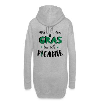 Lustiger Veganer Kiffer Gras Spruch Geschenk - Hoodie-Kleid - Grau meliert - Hinten