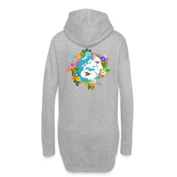Globe terrestre fleurs - Sweat-shirt à capuche long Femme - gris chiné - Dos