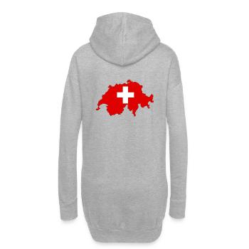 Flagge der Schweiz und Karte der Schweiz - Hoodie-Kleid - Grau meliert - Hinten