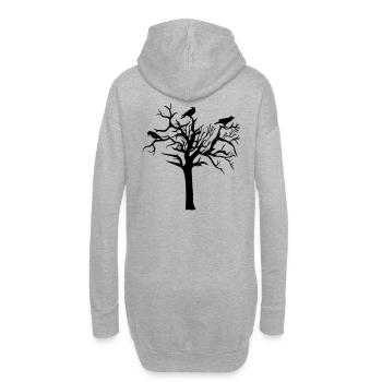 Rabe Raben Krähe Krähen Baum Vogel - Hoodie-Kleid - Grau meliert - Hinten