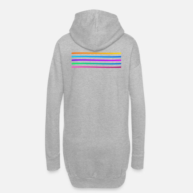 Rainbow Stripe Pattern - Hoodie Dress - heather grey