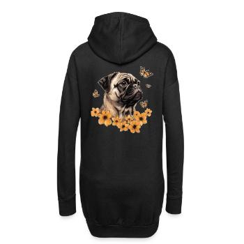 Mops - Hoodie-Kleid - Schwarz - Hinten