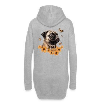 Mops - Hoodie-Kleid - Grau meliert - Hinten