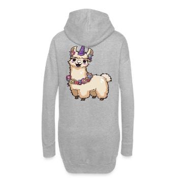 Lama Einhorn mit Blumen – Fantasy Animal Art - Hoodie-Kleid - Grau meliert - Hinten