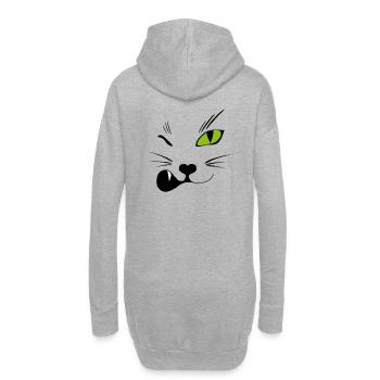 Zwinker Katze - Miau! - Hoodie-Kleid - Grau meliert - Hinten