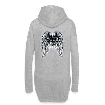 your in my heart, du bist in meinem Herzen, Spruch - Hoodie-Kleid - Grau meliert - Hinten