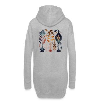 Herbier magique avec plantes, feuilles, filets - Sweat-shirt à capuche long Femme - gris chiné - Dos