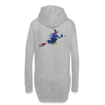 Halloween sorcière sorcières balai chat coloré magique 2 - Sweat-shirt à capuche long Femme - gris chiné - Dos