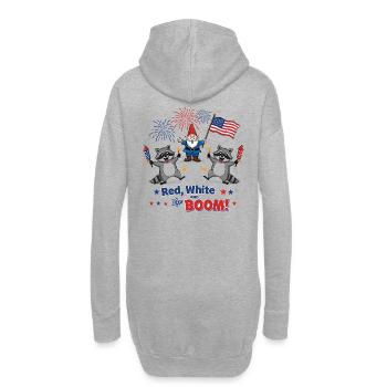 Waschbären-Feuerwerksparty zum 4. Juli - Hoodie-Kleid - Grau meliert - Hinten